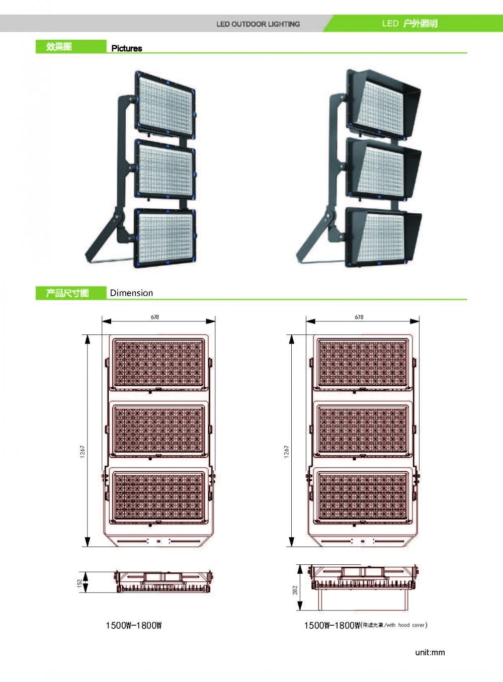 Ultra-Thin Ultra-Small Size Non-Stroboscopic 150W LED Flood Light