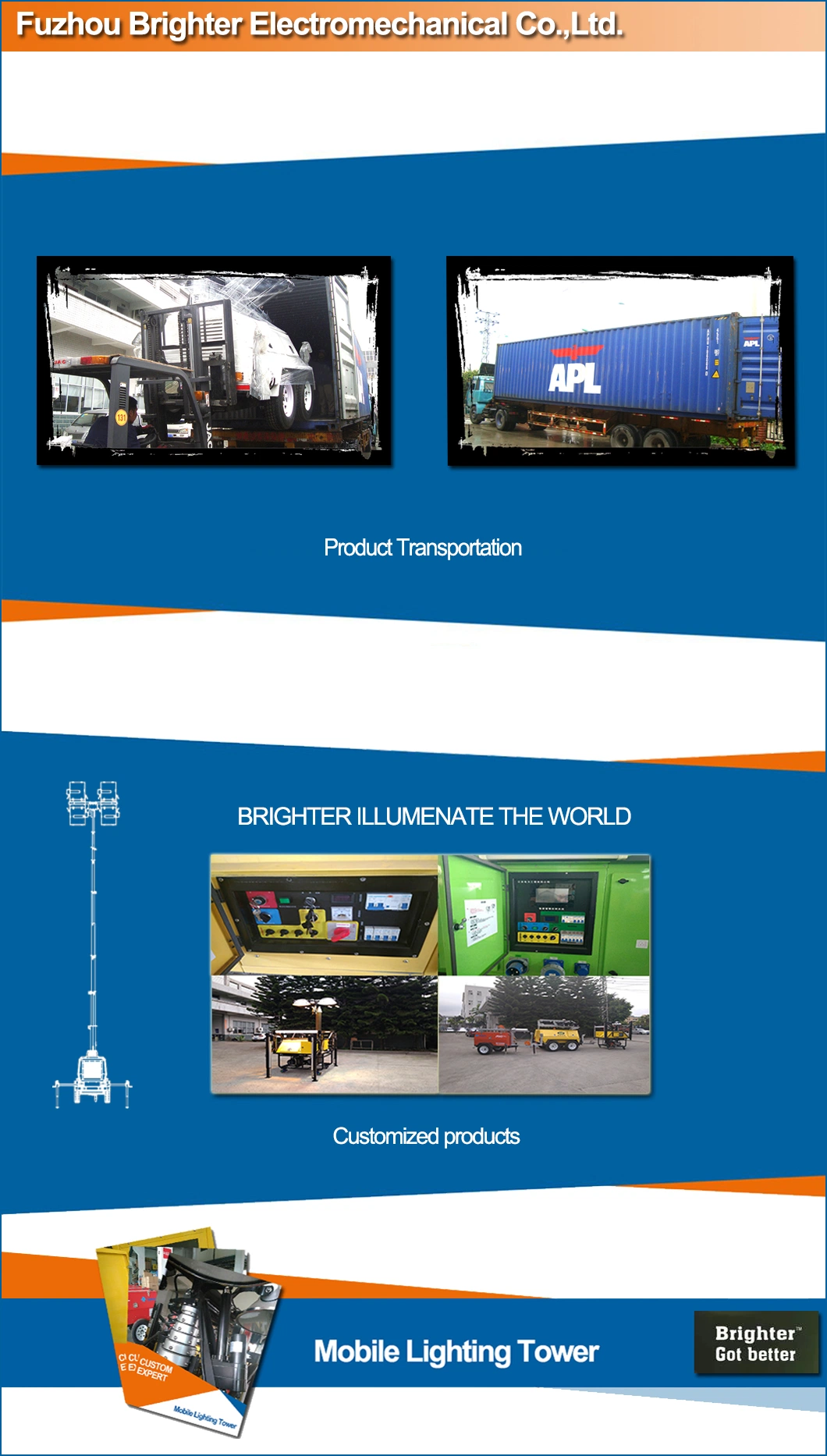 Self-Loading and Unloading Mobile Tower Light with Gasoline Power