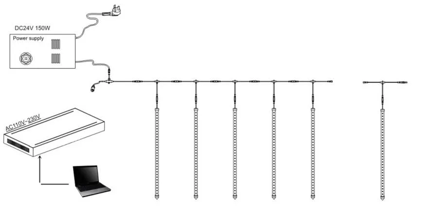 DMX Multicolor Long LED Tube Light 3D Night Light Bar