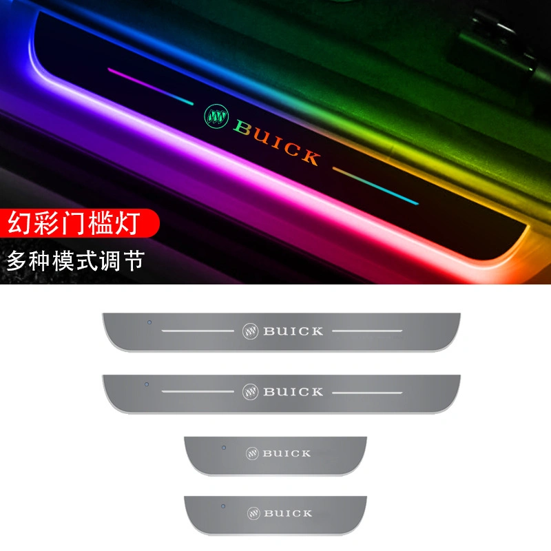 4PCS Wireless LED Pedal Welcome Light Universal Door Sill Plate Lamp Acrylic USB Charging RGB Custom Logo Streamer Dynamic Light for Auto