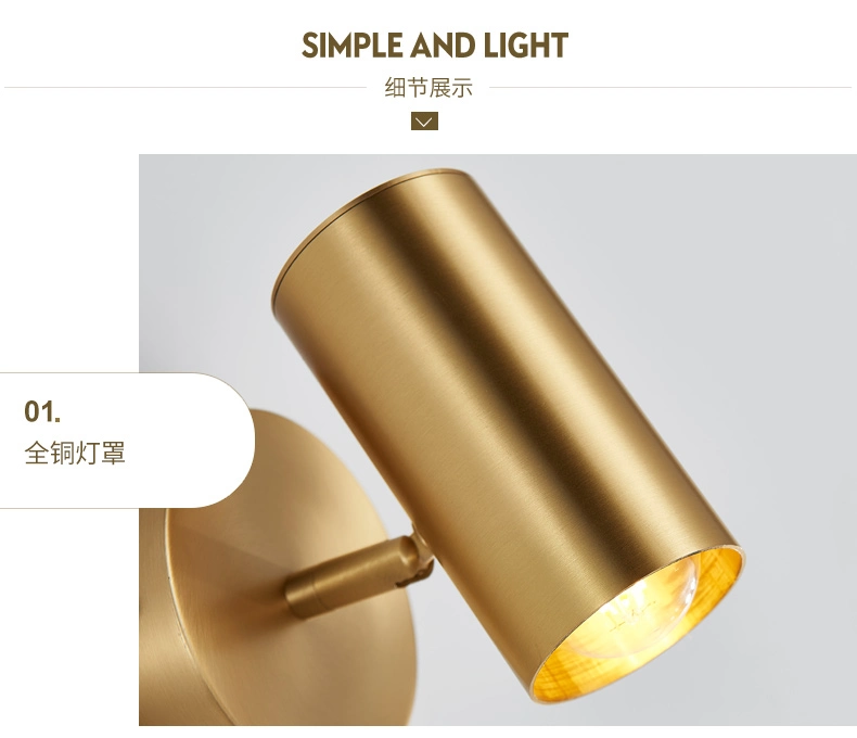 Masivel Factory Wholesale Price Indoor Spotlight Brass LED Wall Lamp