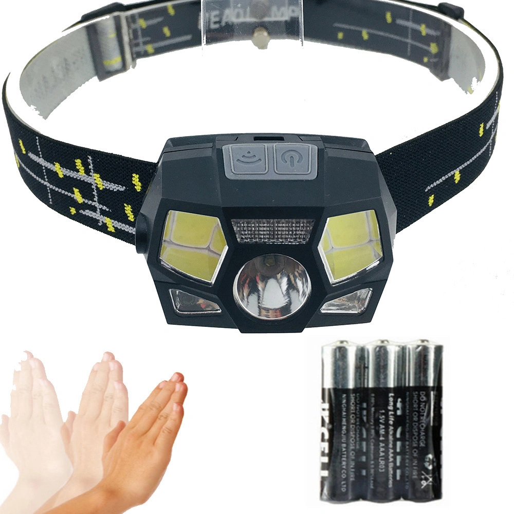 Sensor Switch Rechargeable Head Lamp 5 Flash Modes COB Headlight Outdoor Emergency LED Head Light