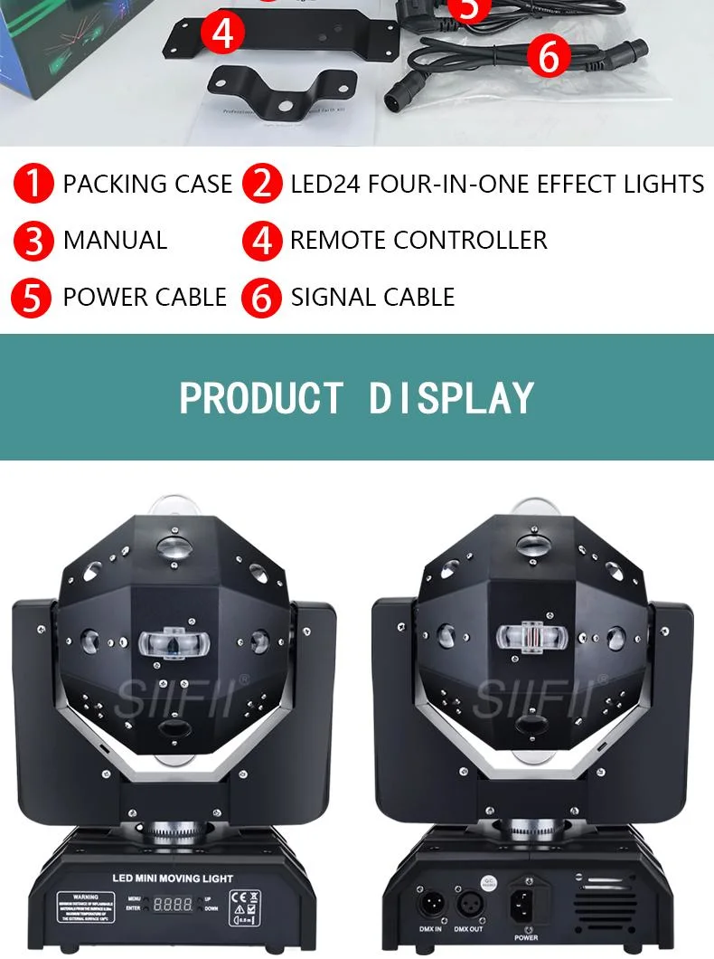 High-End 24 Four-in-One Beam Moving Head Light Pattern Laser Rotating Laser Light Bar KTV Private Room Colorful Dance