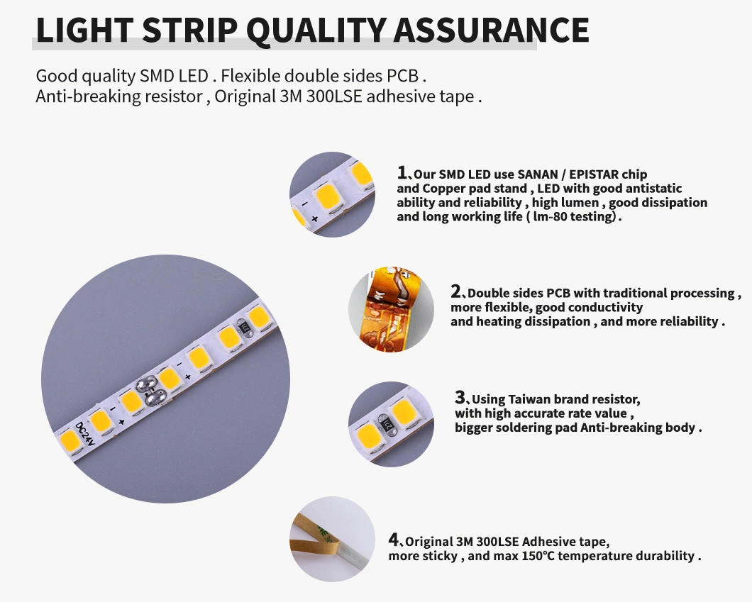 2835 LED Strip Lights 120LEDs 5mm Wide 24V Flexible Strip Light Waterproof LED Light Bar