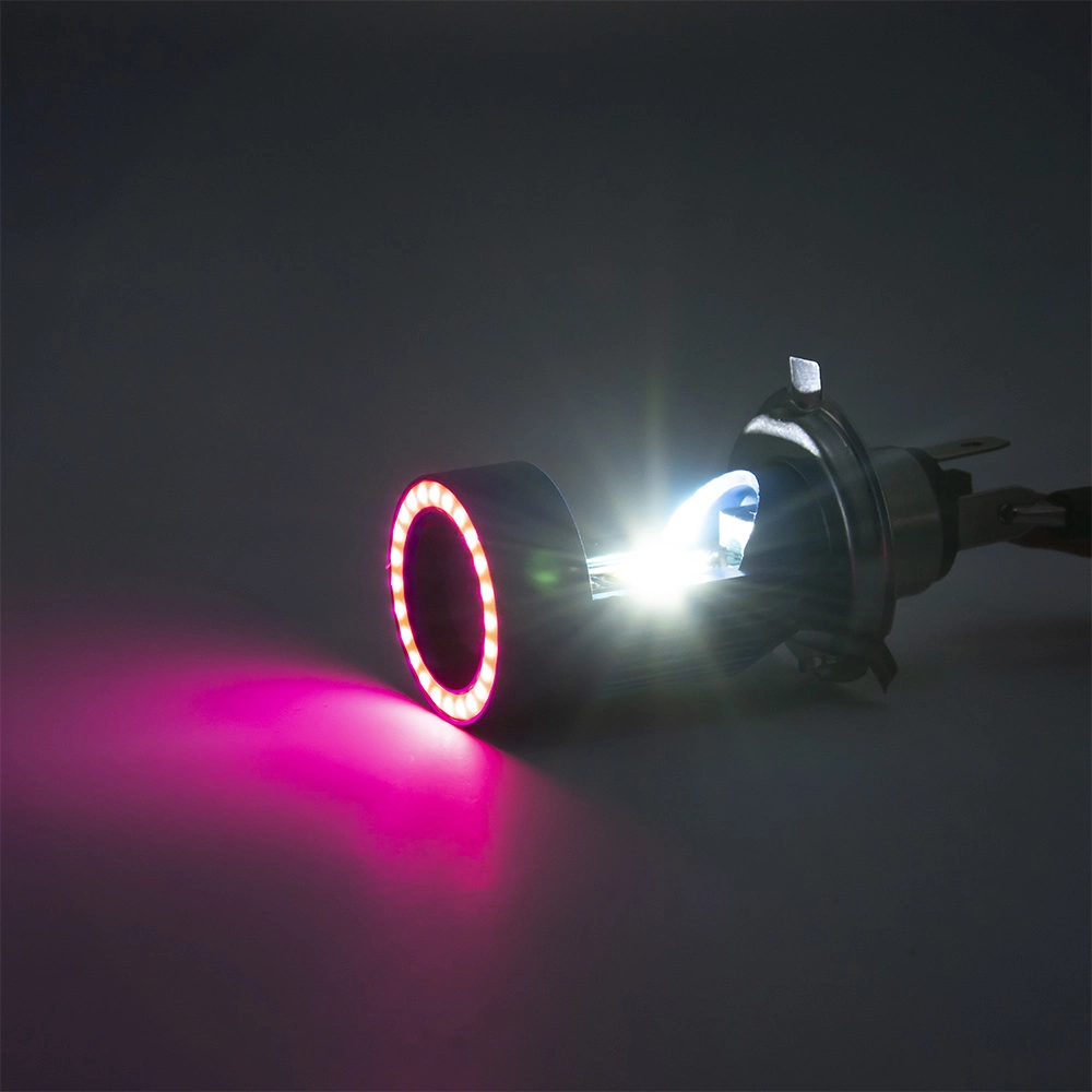 25W 3500lm 6000K Cool White with Blue Angel Eye Daytime Running Light 9003 HS1 Hi/Lo Beam H4 LED Motorcycle Headlight Bulb