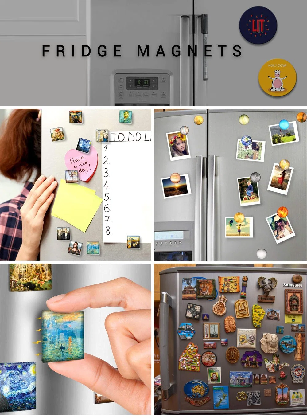 Home Decoration Tourist 3D Metal Fridge Magnet Picture Frame as Souvenir