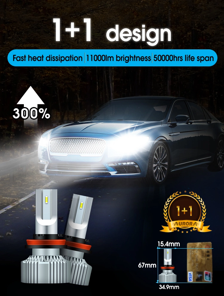 Aurora H7/H8/H9/H11/9005/9006 Red Headlights Auto LED Light Headlight 1+1 Design Car LED Headlight