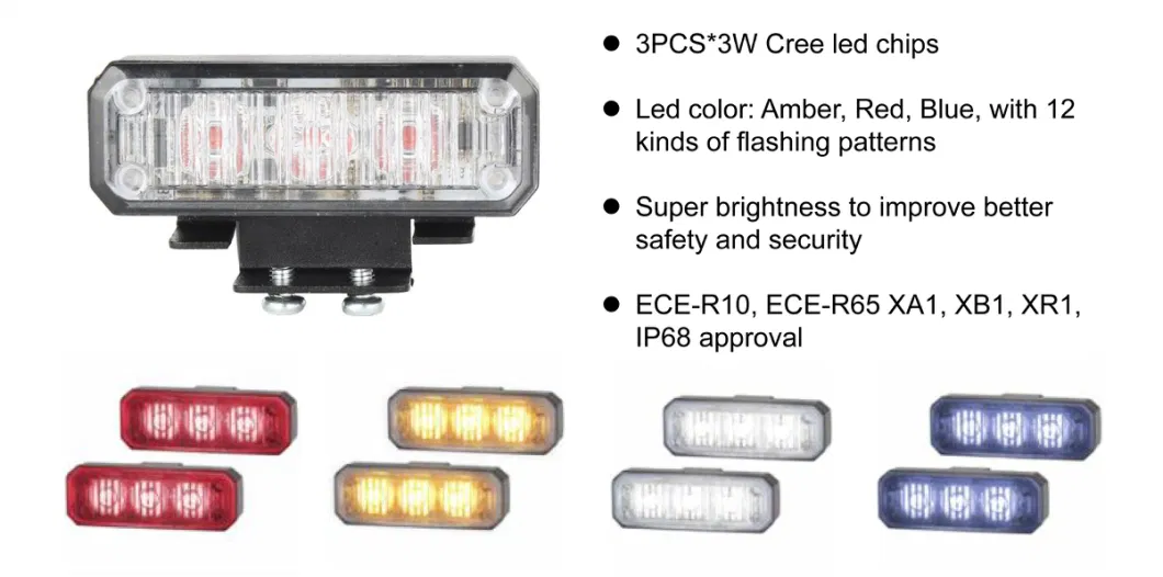 Amber White LED Strobe Lights for Trucks Emergency Strobe Lights Kits for Construction Vehicles