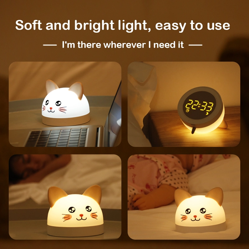 Cute Nursery Color Changing Kids Night Light with Alarm Clock