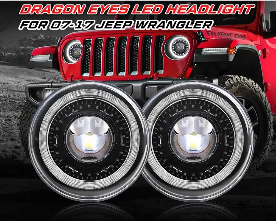 Auto Parts off Road 4X4 7inch Round LED Headlight DRL High Low Beam LED Lights for Jeep Jk