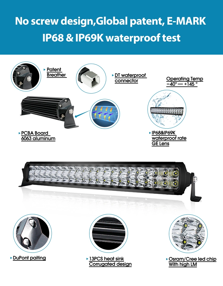 Double Row LED Motorcycle 12V 20&prime;&prime; Driving Light Bar with IP69K