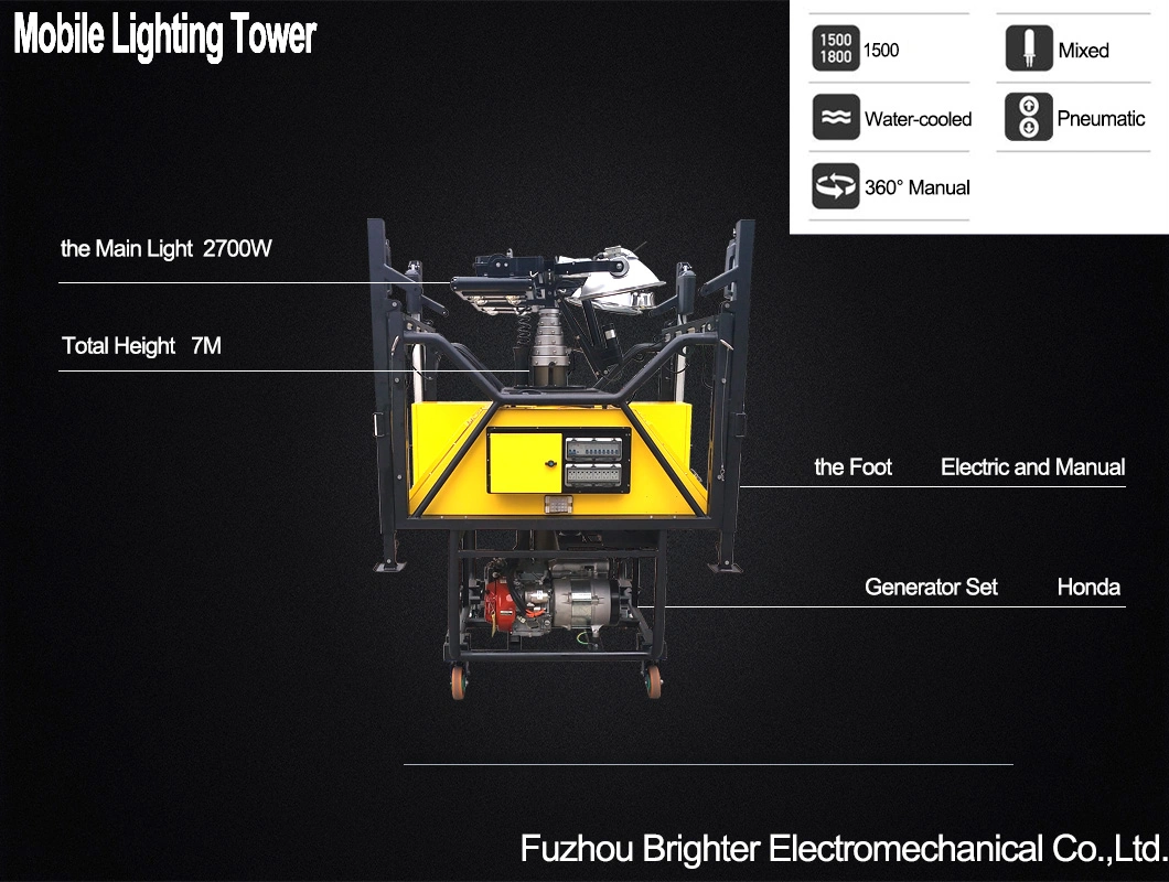 9m Height Telescopic Mast Mobile Tower Light for Emergency