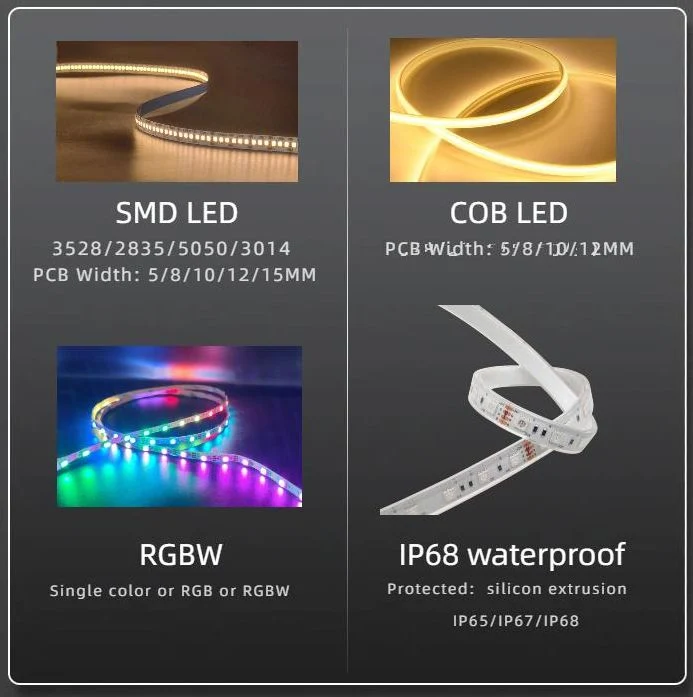 12V/24V SMD5050 60LEDs/M Lighting IP20/IP54/IP65/IP67/IP68 Waterproof Flexible RGB LED Light Strip