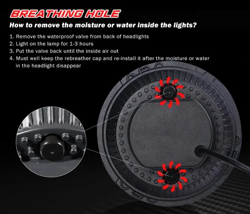 Auto Parts off Road 4X4 7inch Round LED Headlight DRL High Low Beam LED Lights for Jeep Jk