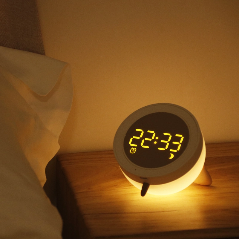 Cute Nursery Color Changing Kids Night Light with Alarm Clock