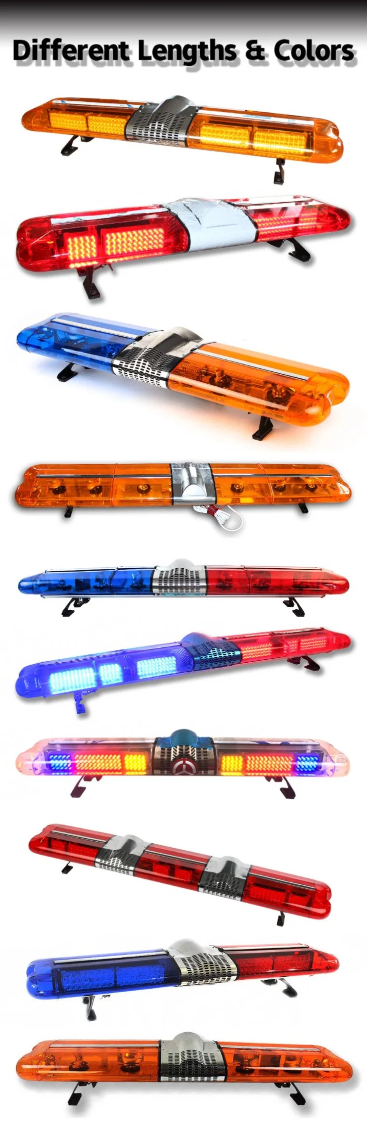 Haibang Warning Lightbar Ambulance LED Light Bar Speaker 100W/150W/200W