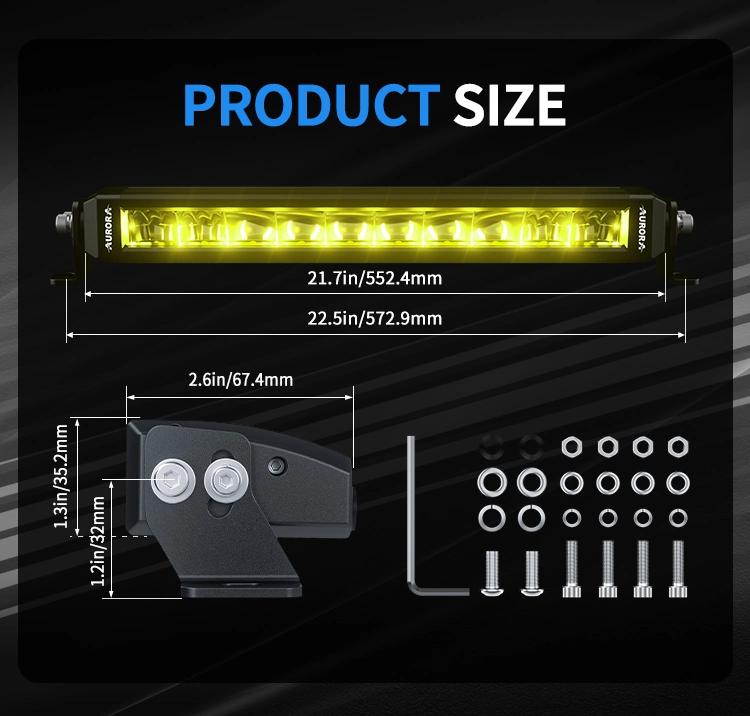 Aurora New RGB LED Light Bar Offroad IP69K LED Bar Light