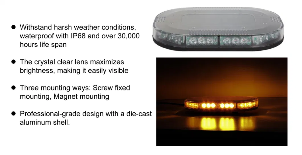 ECE-R65 Amber LED Strobe 10inch 30W Light Bar Yellow Flashing Emergency Warning Light Bar for Truck Vehicles