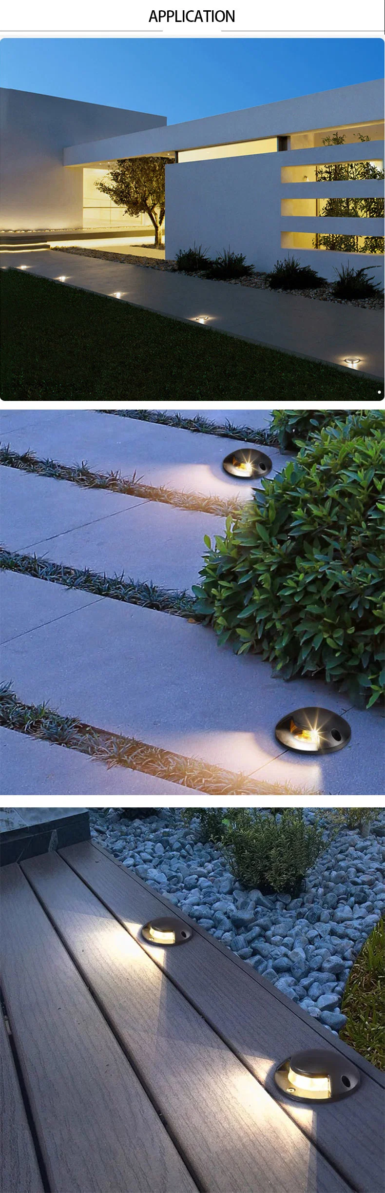 IP65 Outdoor Lighting for Garden Yard Step Stairs Floor Deck LED Recessed Inground Lamps LED Underground Spotlight