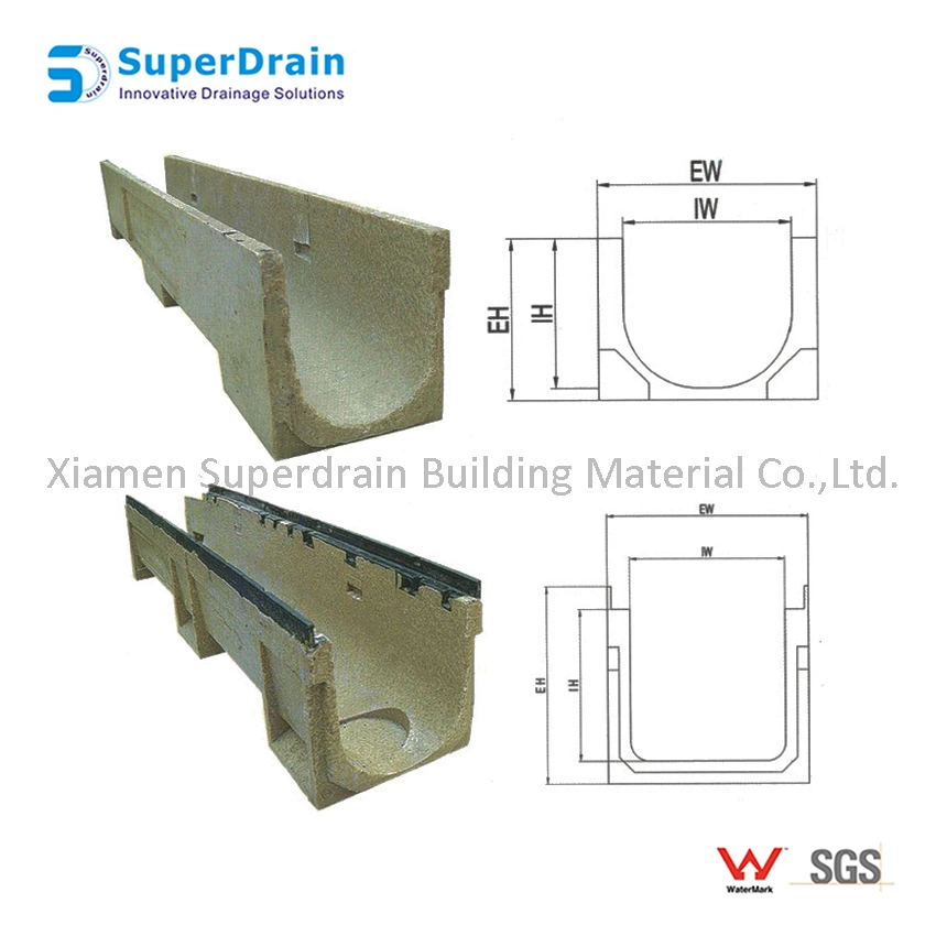 High Load Capacity Residential Cast Iron Polymer Trench Drain &amp; Grate