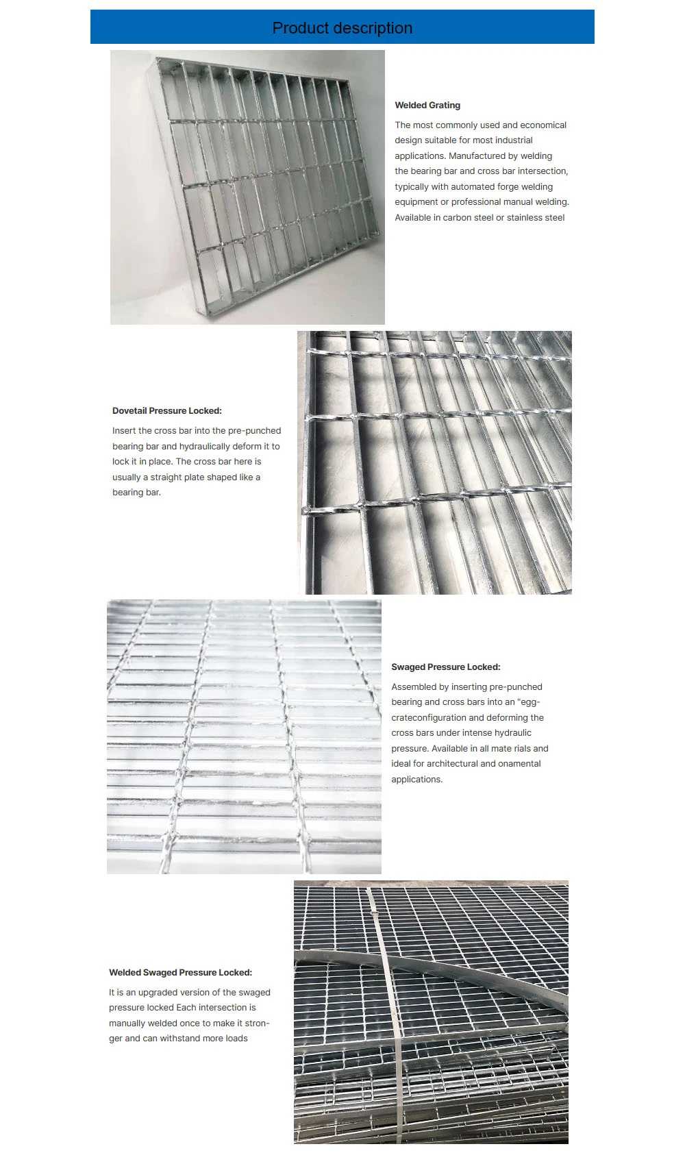 Stainless Steel Trench Drain Grate 30*3 mm Serrated Stainless Steel Drainage Steel Bar Grating