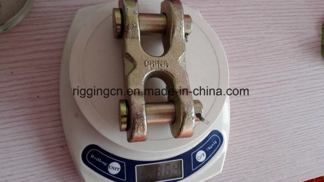 H Type Double Clevis Link with Pin for Chain Link in Yellow Zinc Plated