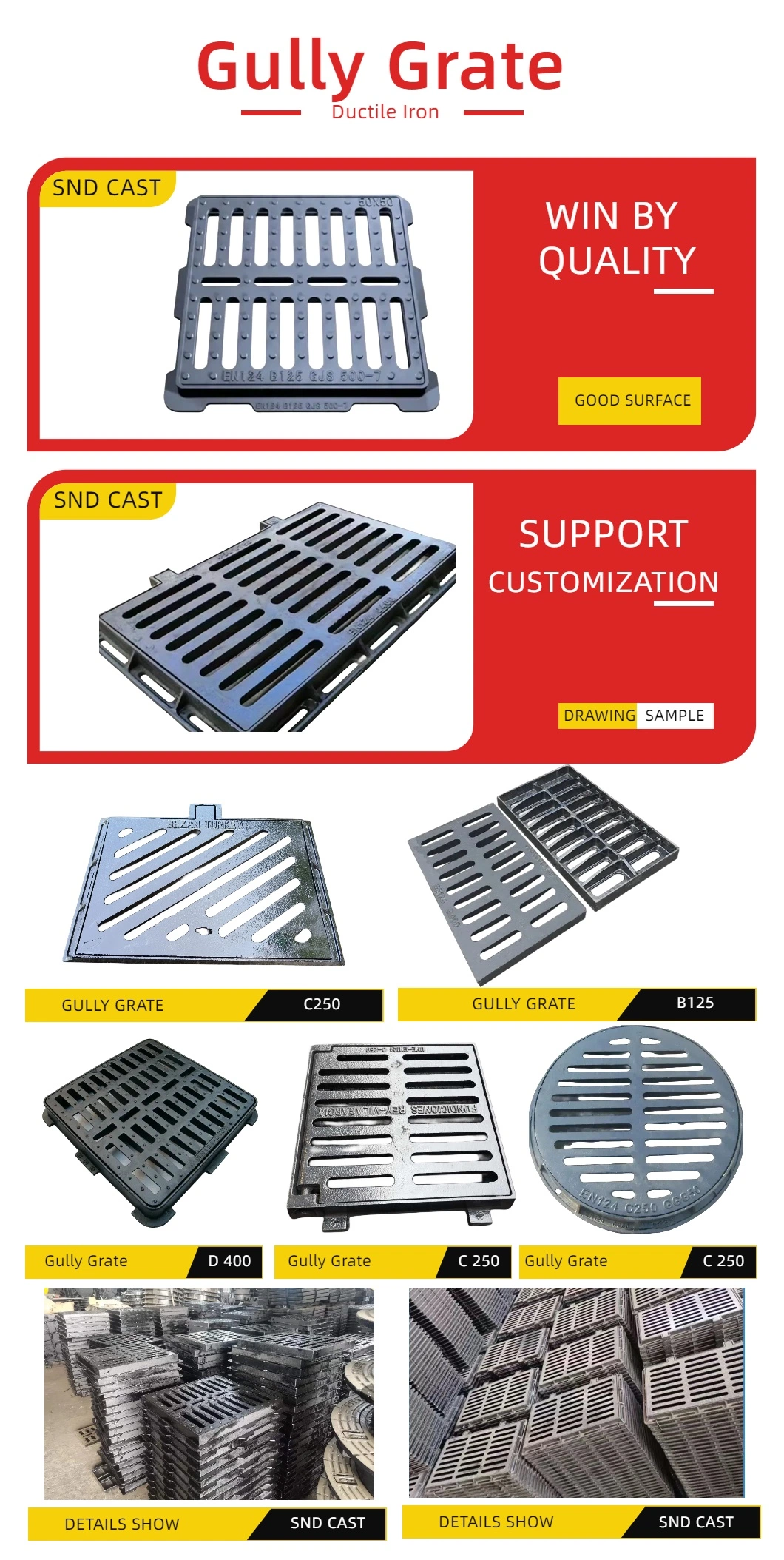 OEM Ductile Cast Iron Gully Grate for Drainage System