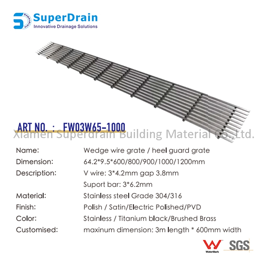 OEM ODM Stailess Steel Wedge Wire Grate with Watermark for Wet Room