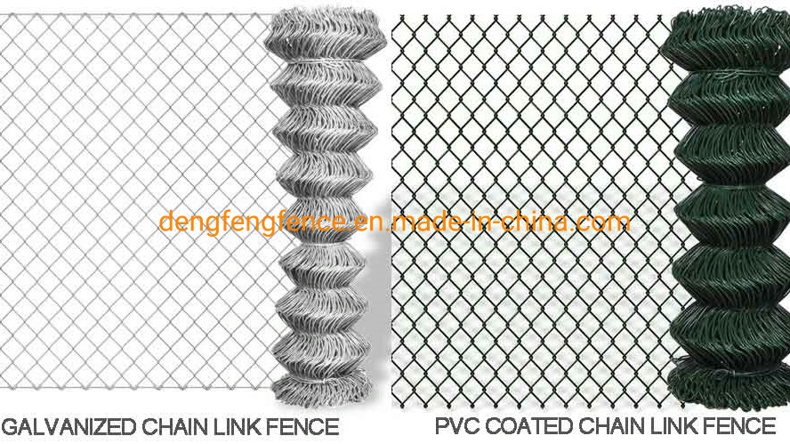 Outdoor PVC Coated Chain Link Fence Sports Ground Galvanized Diamond Fence