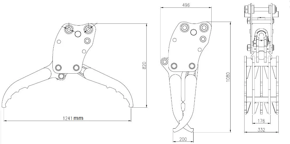 Factory Supply Hydraulic Fixed Grapple Suitable Excavator 2-20ton