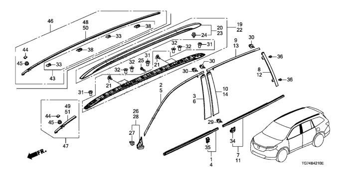 Aluminum Roof Rails and Cross Bars for Honda Pilot 2009-2015