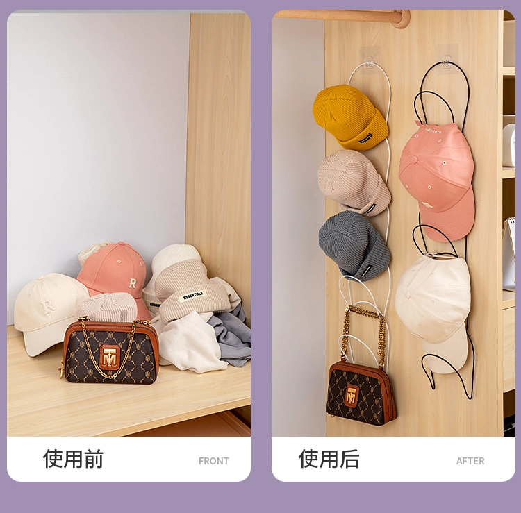 Door Hanger Adjustable Hat Scarf Organizer Multi-Functional 4-Layer Chain Hat Rack