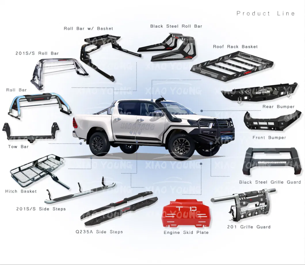 Pickup Auto Accessories 4X4 Front Bumper Bull Bar Nudge Bar for Revo Ranger F150 Amarok