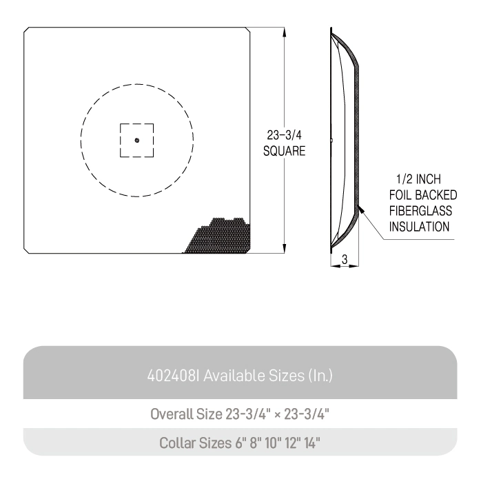 T-Bar Steel Perforated Supplydiffuser with Fixed Deflector and Insulation