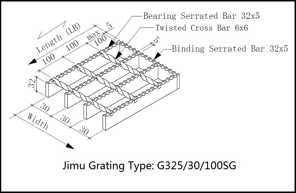 Jimu Hot DIP Galvanized Steel Grating Forge Welded Plain or Serrated