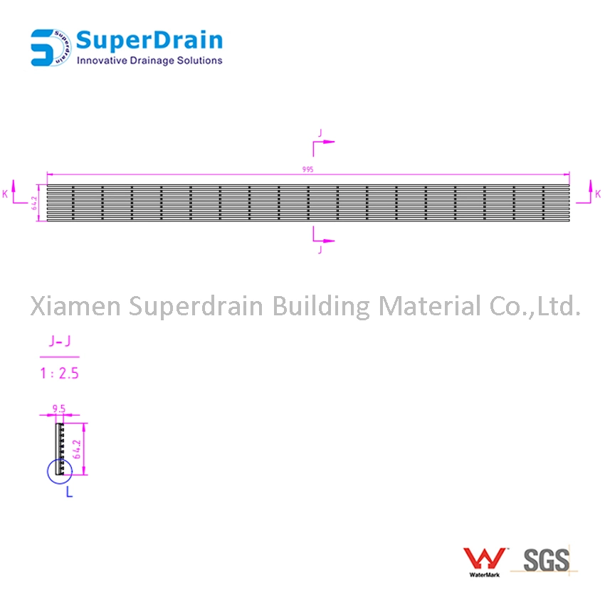 OEM ODM Stailess Steel Wedge Wire Grate with Watermark for Wet Room