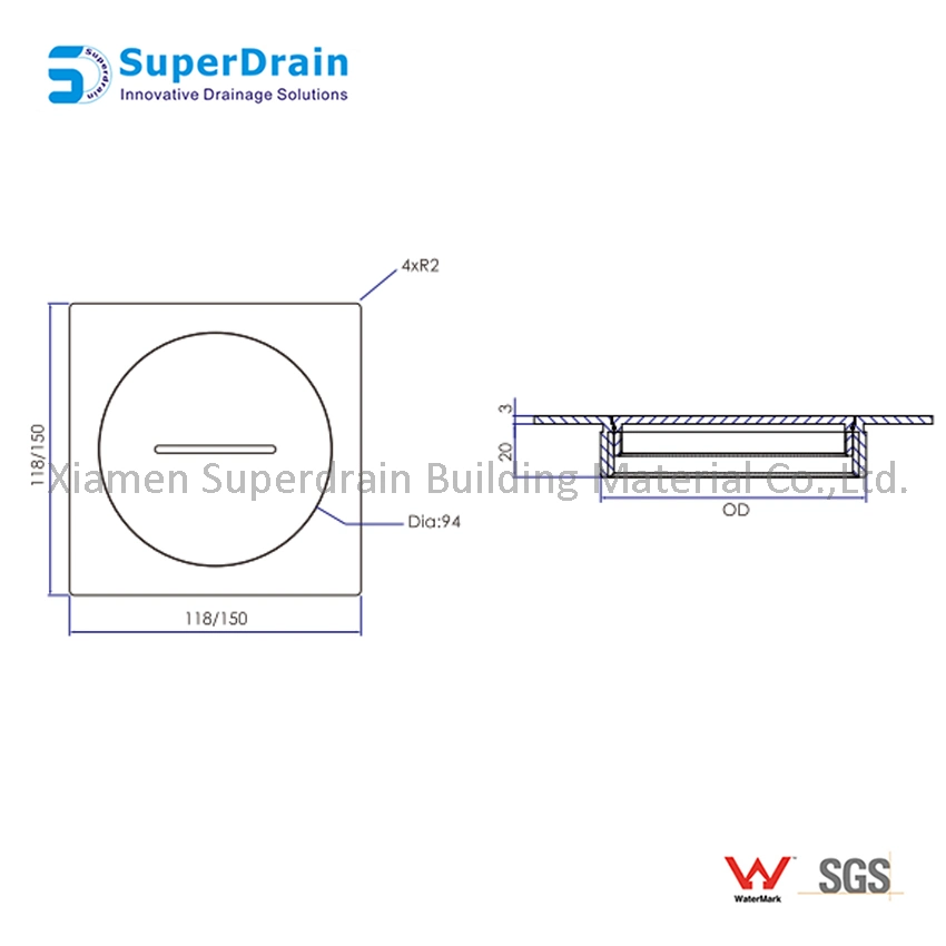 Premium Clean out Stainless Steel 304/316 Floor Drain for Inspection Port