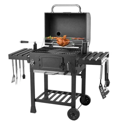 Griglia per affumicatori per impieghi pesanti in acciaio metallico per carrello barbecue Griglie barbecue al carbone con tavolo laterale Doble