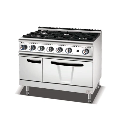 Commercial gas Cooking Range 4 bruciatore Fornello&amp;lave Rock Grill con Forno