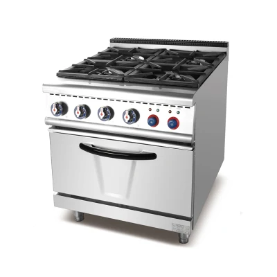 Commercial gas Cooking Range 4 bruciatore Fornello&amp;lave Rock Grill con Forno