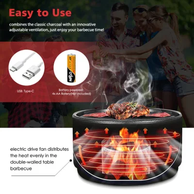 Mini ventola multifunzionale a batteria portatile barbecue Grill tavolo coreano Barbecue Charcoal smokeless Grill con borsa da viaggio