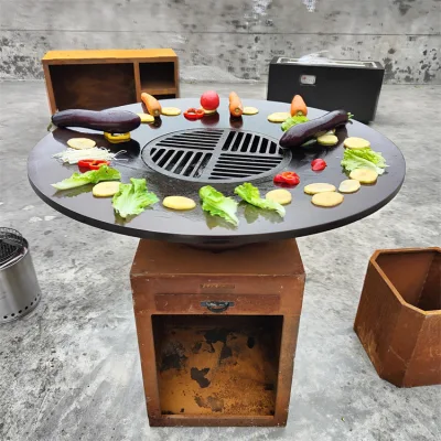 Campeggio esterno personalizzato carbone fuoco Pit quadrato Corten acciaio barbecue Grill per barbecue durevole