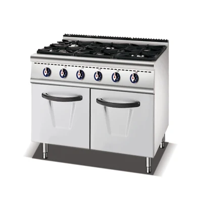 Commercial gas Cooking Range 4 bruciatore Fornello&amp;lave Rock Grill con Forno