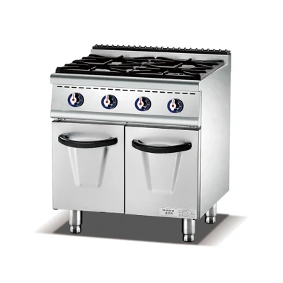 Commercial gas Cooking Range 4 bruciatore Fornello&amp;lave Rock Grill con Forno