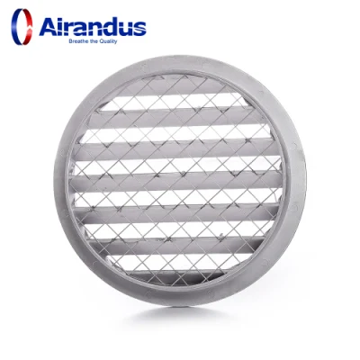 Griglia di ventilazione in alluminio grigio rotonda con copertura della bocchetta di ventilazione con rete