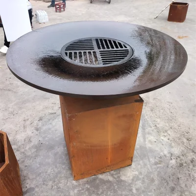 Campeggio esterno personalizzato carbone fuoco Pit quadrato Corten acciaio barbecue Grill per barbecue durevole