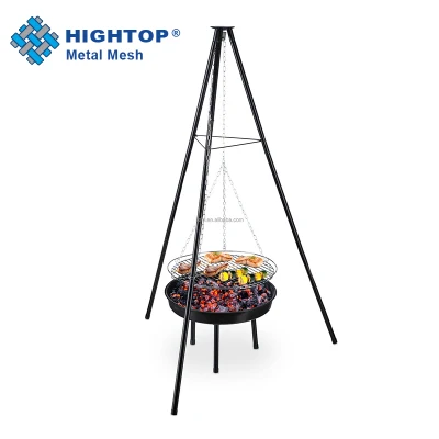  Cucina all&prime;aperto Swivel Fire Grill treppiede portatile Charcoal BBQ Grill Con Fire Pit e catena di aggancio regolabile