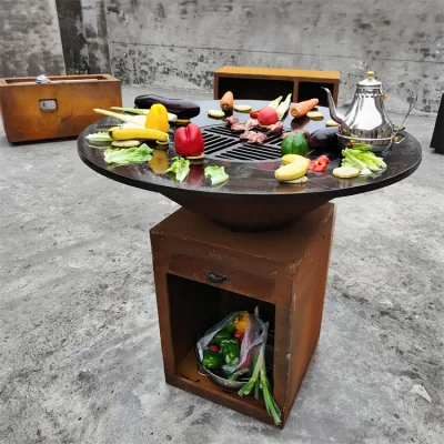 Campeggio esterno personalizzato carbone fuoco Pit quadrato Corten acciaio barbecue Grill per barbecue durevole