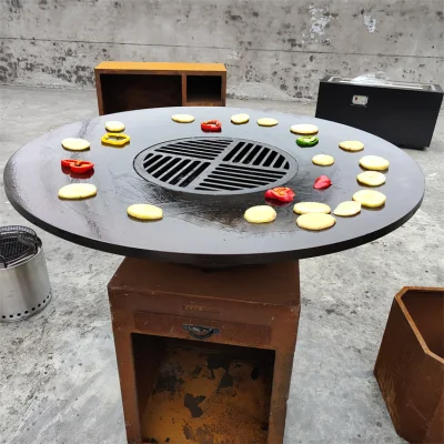 Campeggio esterno personalizzato carbone fuoco Pit quadrato Corten acciaio barbecue Grill per barbecue durevole