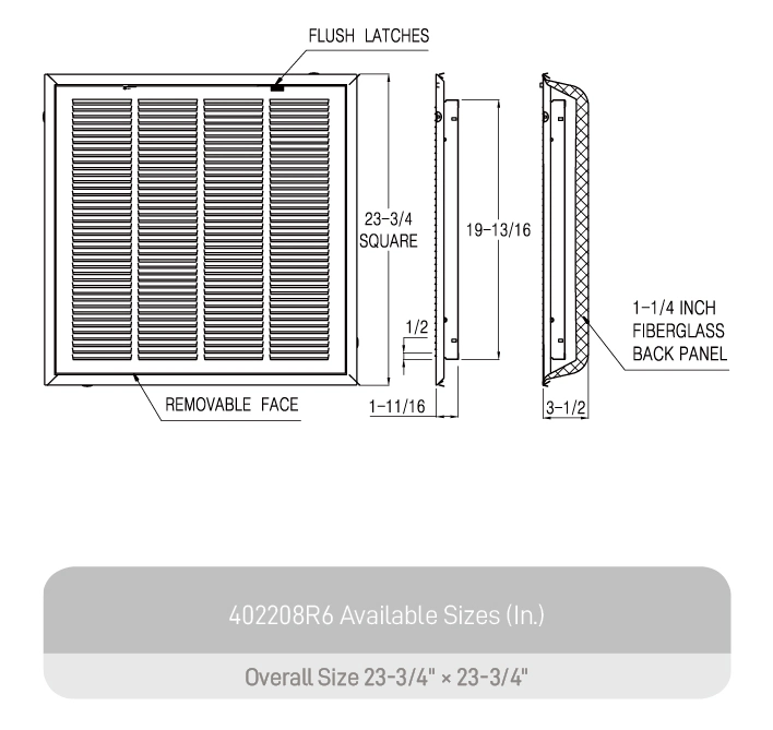 T-Bar Steel Lanced Return Filter Grille with R6 Insulation